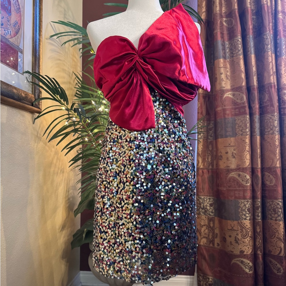 Zara Red Bow Sequin Dress
